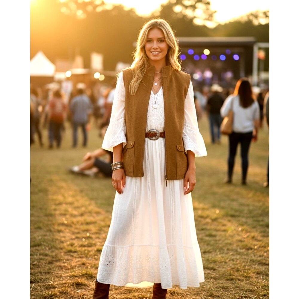 Ralph Lauren Equestrian Faux Suede Vest XL Boho Western Country Cowgirl Luxury